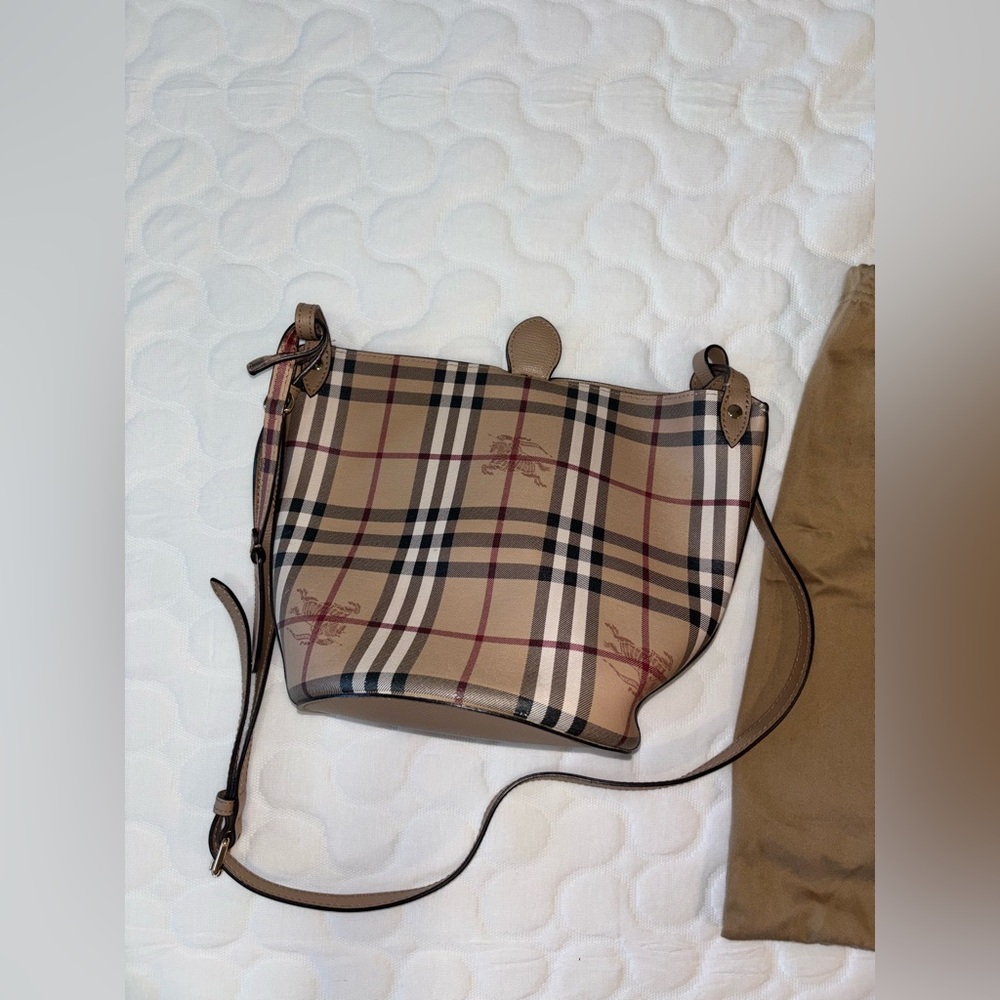 Burberry Beige and Black Check Shoulder Bag